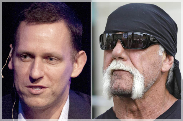 Peter Thiel; Hulk Hogan (AP/Ben Margot/Chris O'Meara)