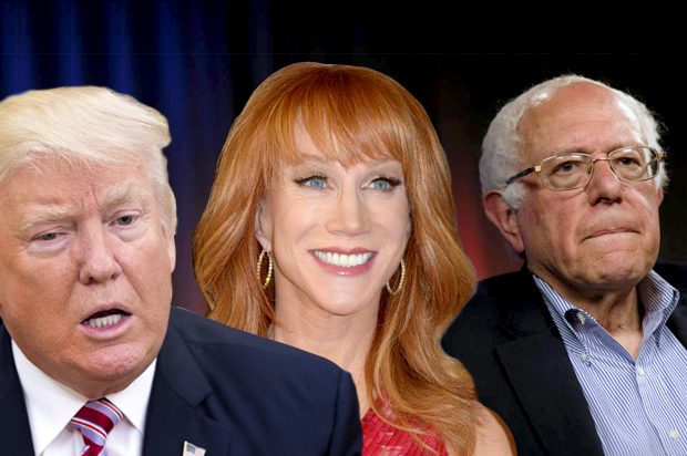 Donald Trump; Kathy Griffin; Bernie Sanders (Getty/Molly Riley/AP/Richard Shotwell/Jae C. Hong)