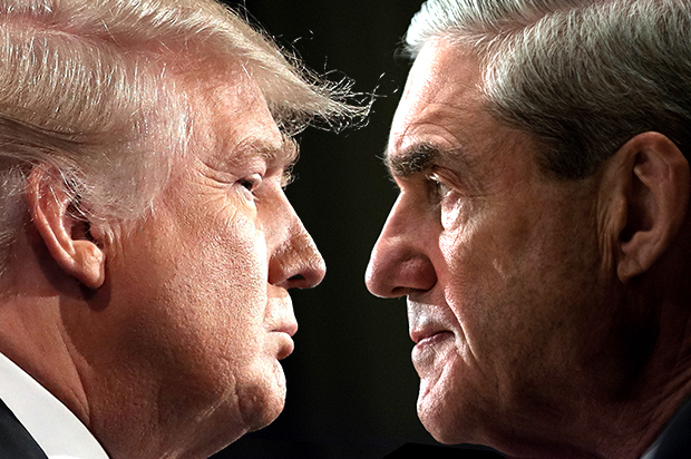 Donald Trump; Robert Mueller (Getty/Joe Raedle/Brendan Smialowski/Photo montage by Salon)