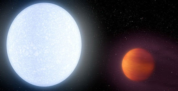 Artist's rendition of star KELT-9 and its orbiting planet KELT-9B. (Robert Hurt/NASA/JPL-Caltech)
