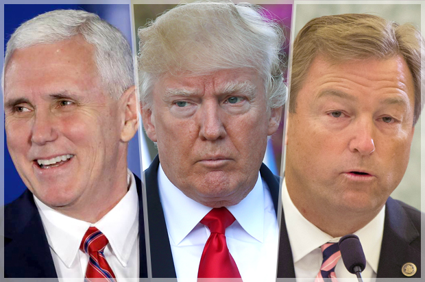 Mike Pence; Donald Trump;  Dean Heller (AP/Matt Rourke/Sean Gallup/Pablo Martinez Monsivais)