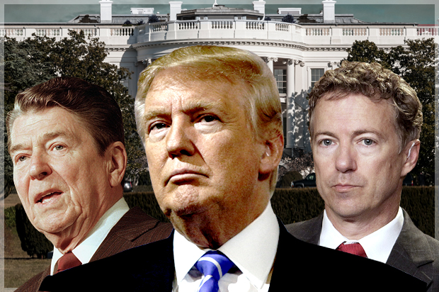 Ronald Reagan; Donald Trump; Rand Paul (AP/Getty/Salon)