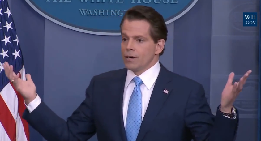 White House communications director Anthony Scaramucci during his first press briefing. (Screenshot from WH.gov video)