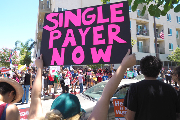 People rally in favor of single-payer healthcare for all Californians (Getty/Robyn Beck)