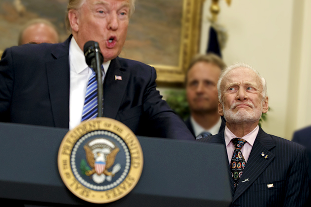 Donald Trump; Buzz Aldrin (AP/Evan Vucci)