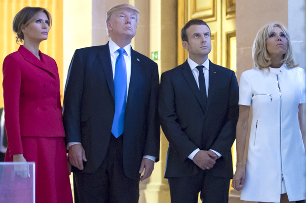 Donald Trump; Melania Trump; French President Emmanuel Macron; Brigitte Macron (AP/Ian Langsdon)