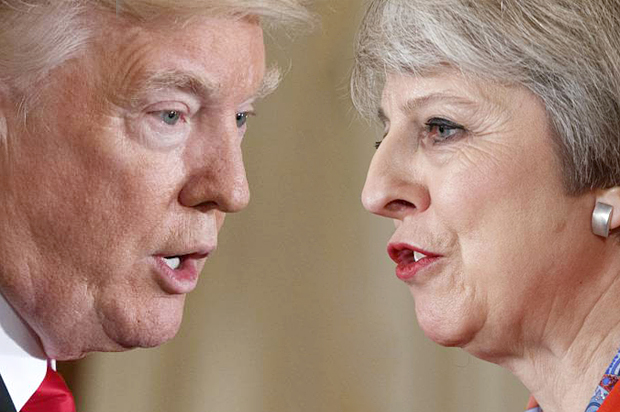 Donald Trump; Theresa May (AP/Evan Vucci/Photo Montage by Salon)
