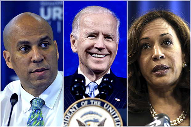 Cory Booker, Joe Biden, Kamala Harris (Getty/Larry French / Leigh Vogel / Justin Sullivan)