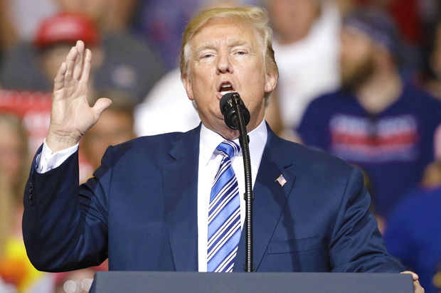 Donald Trump speaks during a rally in Huntington, W.Va. (AP/Darron Cummings)