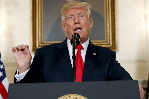 Donald Trump speaks about the deadly white nationalist rally in Charlottesville, Va. (AP/Evan Vucci)