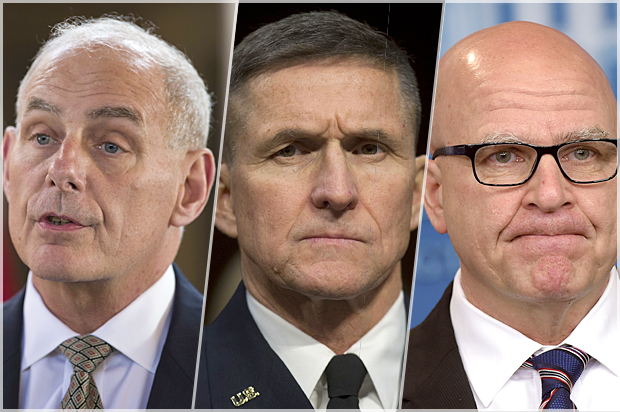 John F. Kelly; Michael Flynn; H.R. McMaster (AP/Moises Castillo/Pablo Martinez Monsivais/Susan Walsh)
