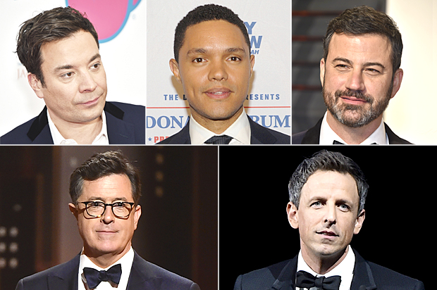 Jimmy Fallon; Trevor Noah; Jimmy Kimmel; Stephen Colbert; Seth Meyers (Getty)