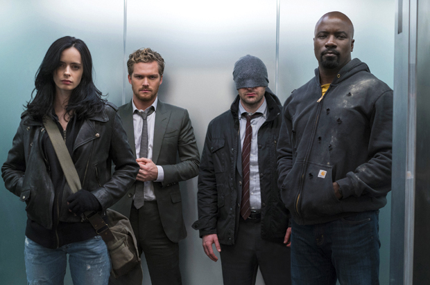 Krysten Ritter, Finn Jones, Charlie Cox and Mike Colter in "Marvel's The Defenders" (Netflix/Sarah Shatz)