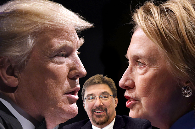 Donald Trump; Tom Nichols; Hilary Clinton (Getty/Olivier Douliery/Chip Somodevilla/Harvard)