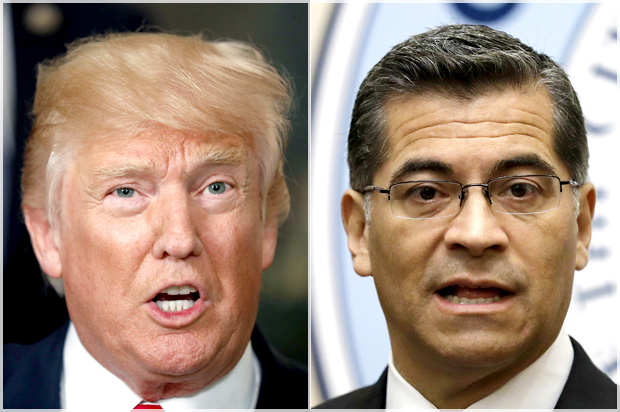 Donald Trump; Xavier Becerra (AP/Alex Brandon/Marcio Jose Sanchez)