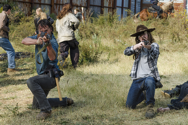 Andrew Lincoln as Rick Grimes and Chandler Riggs as Carl Grimes in "The Walking Dead" (AMC/Gene Page)