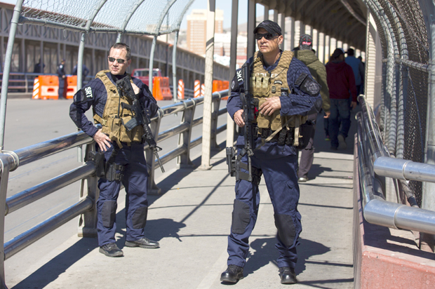 U.S. Customs and Border Protection officers patrol on the Paso del Norte Port of Entry in El Paso (AP/Ivan Pierre Aguirre)