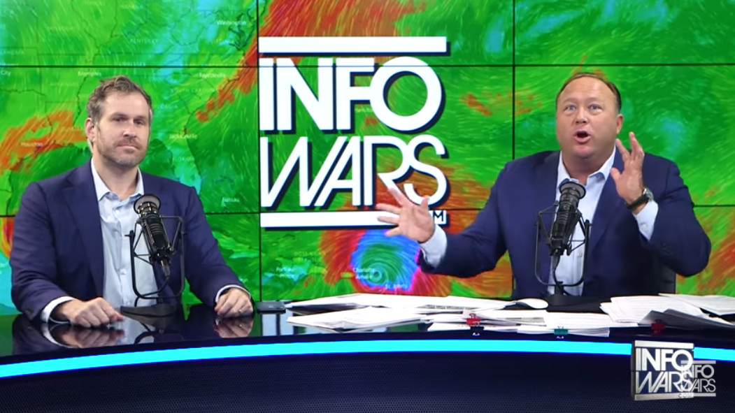 Alex Jones during the Sept. 6, 2017 edition of his web and radio talk show. (Screenshot)