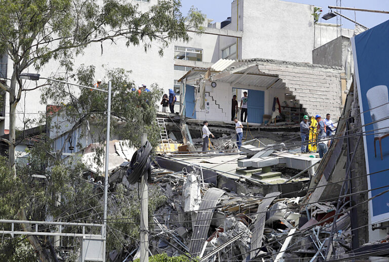 A building that collapsed after an earthquake in  Mexico City. (AP/Rebecca Blackwell)