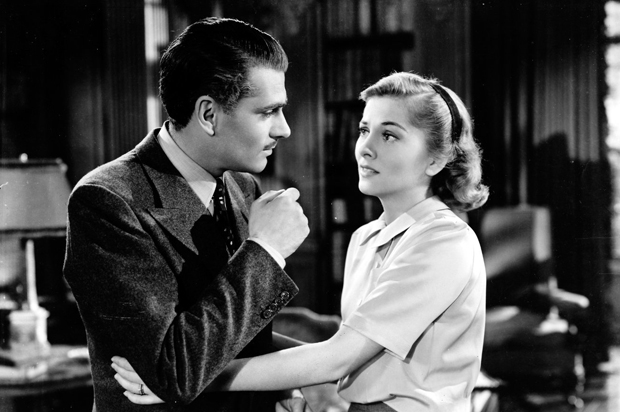 Laurence Olivier and Joan Fontaine in "Rebecca" (United Artists)