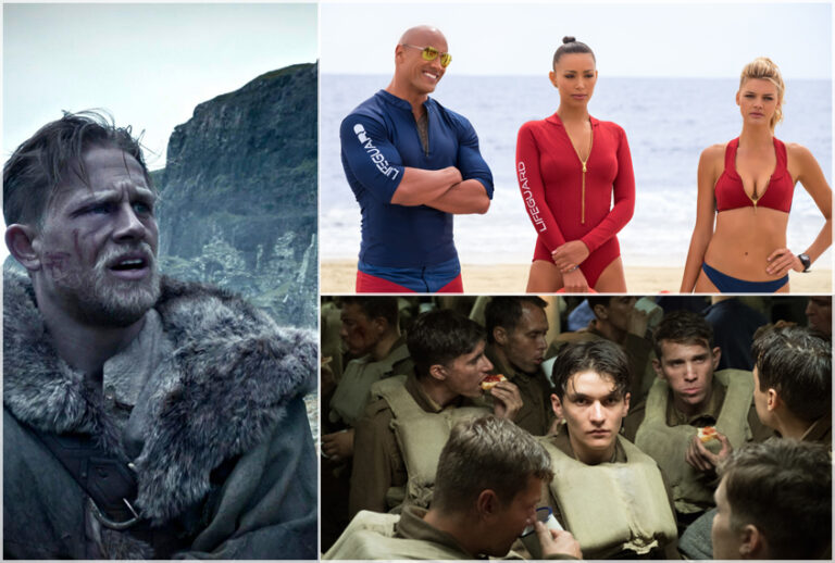 King Arthur: Legend of the Sword; Baywatch; Dunkirk (Warner Bros. Pictures/Paramount Pictures)