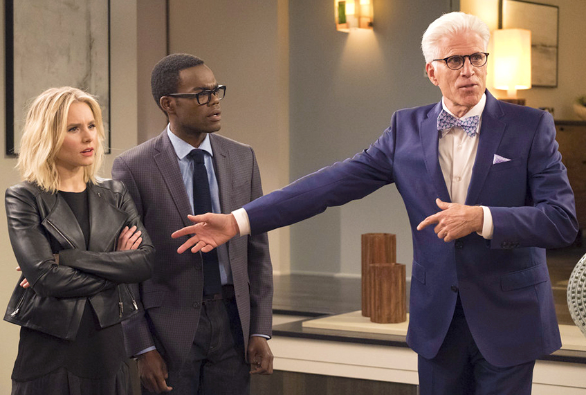 Kristen Bell, William Jackson Harper, and Ted Danson  on "The Good Place" (NBC/Colleen Hayes)