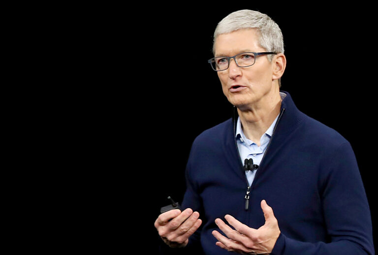 Apple CEO Tim Cook speaks during an Apple special event at the Steve Jobs Theatre (Getty/Justin Sullivan)