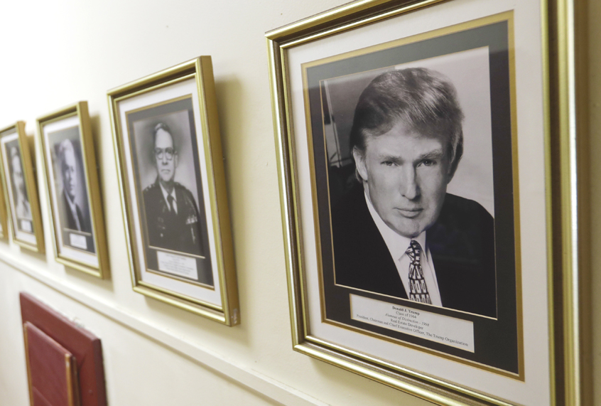 A portrait of Donald Trump hangs on the wall at the New York Military Academy, in Cornwall-on-Hudson, N.Y. (AP/Mike Groll)