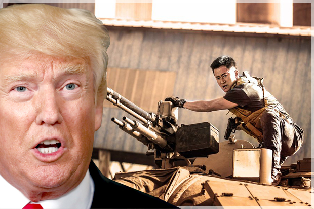 Donald Trump; Wolf Warriors II (AP/Alex Brandon/Deng Feng International Media)