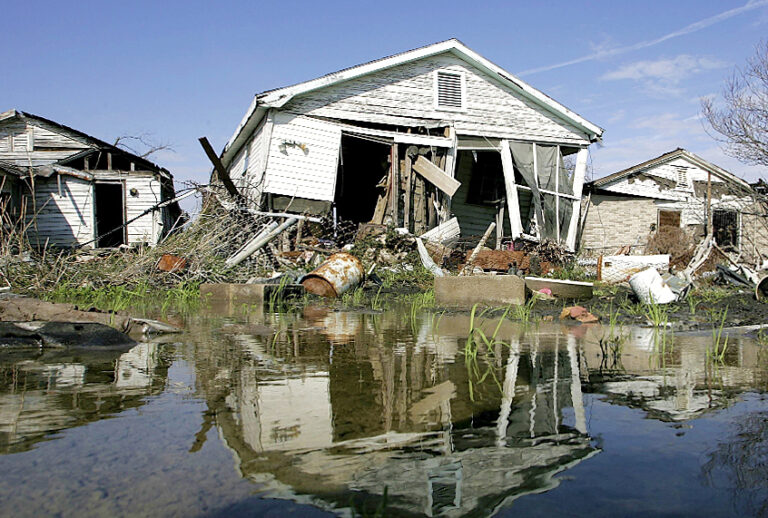 A damaged home in New Orleans, Louisiana after Hurricane Katrina. (Getty/Justin Sullivan)
