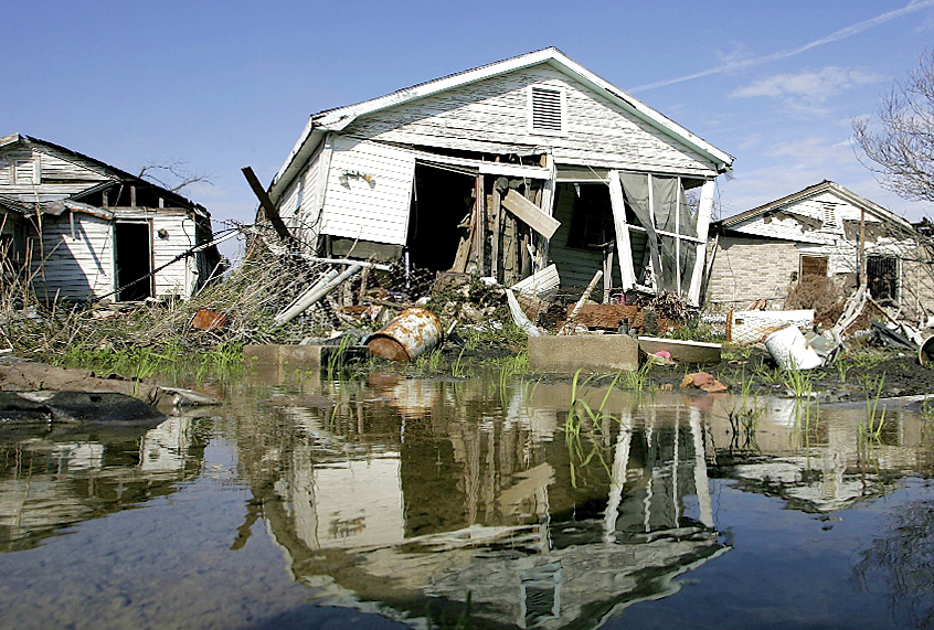 A damaged home in New Orleans, Louisiana after Hurricane Katrina. (Getty/Justin Sullivan)