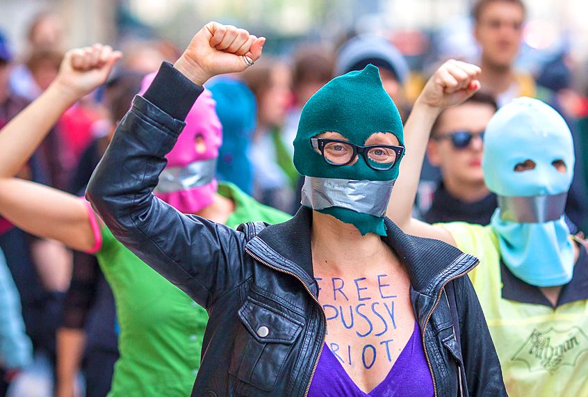 Supporters of the Russian punk band 'Pussy Riot." (Getty/Wojtek Radwanski)