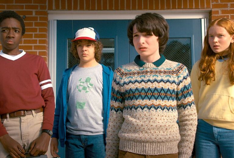 Caleb McLaughlin, Gaten Matarazzo, Finn Wolfhard, and Sadie Sink in "Stranger Things" (Netflix)