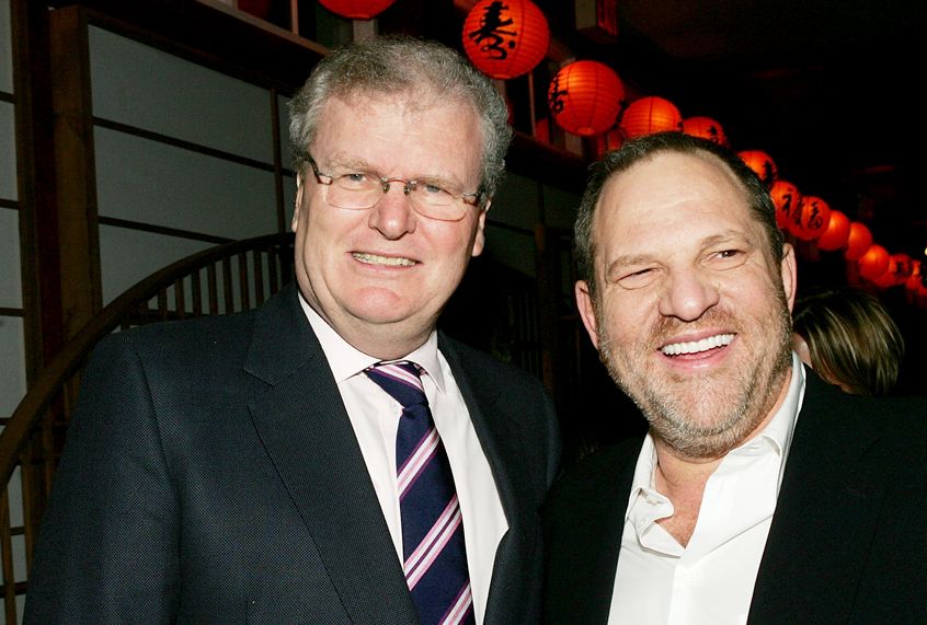 Howard Stringer, Chairman and CEO of Sony Corp., and Harvey Weinstein attend the 'Memoirs Of A Geisha' New York premiere after party at the Central Park Boathouse on December 6, 2005. (Getty/Evan Agostini)