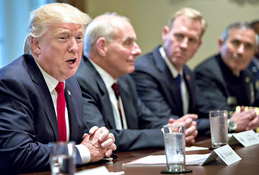 Donald Trump speaks at a briefing with senior military leaders in the Cabinet Room of the White House (Getty/Andrew Harrer)