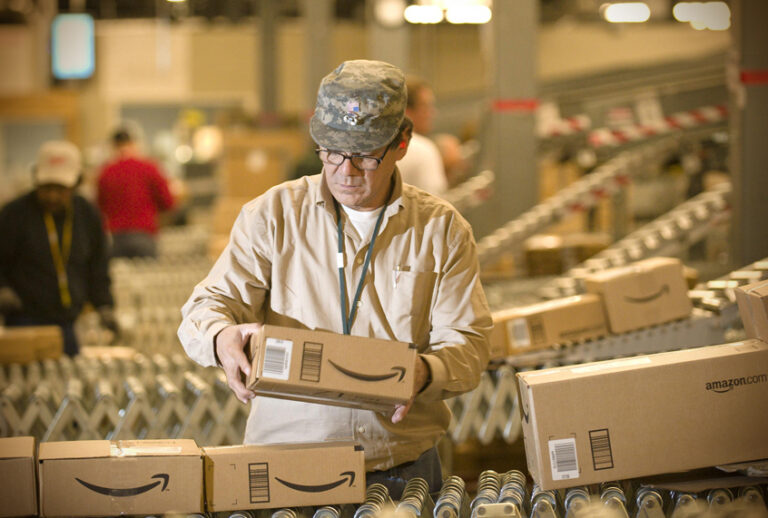 An Amazon.com employee at their Fernley, Nev., warehouse. (AP/Scott Sady)