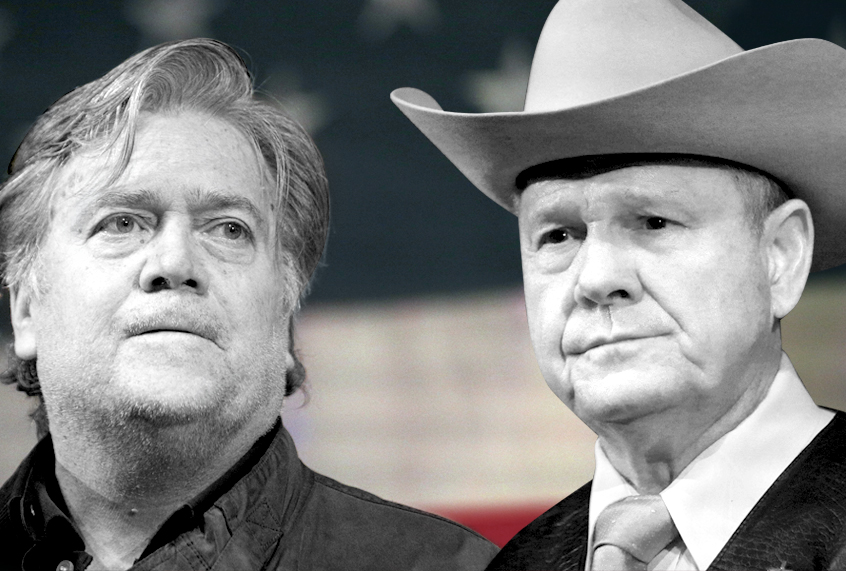 Steve Bannon; Roy Moore (AP/Brynn Anderson/Montage by Salon)