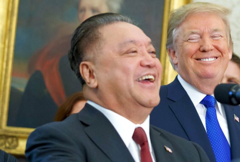 Broadcom CEO Hock Tan announces that the company is moving its global headquarters to the United States. (AP/Evan Vucci)