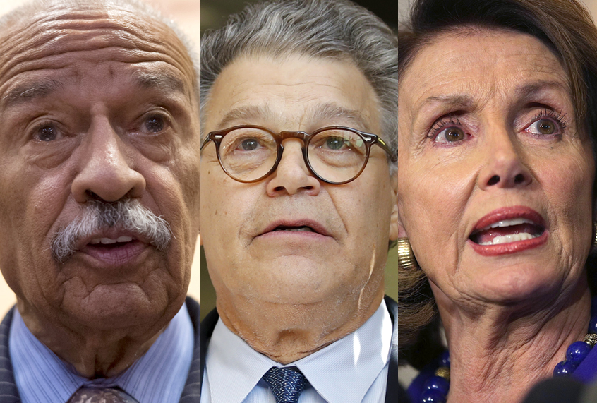John Conyers; Al Franken; Nancy Pelosi (Getty/AP)