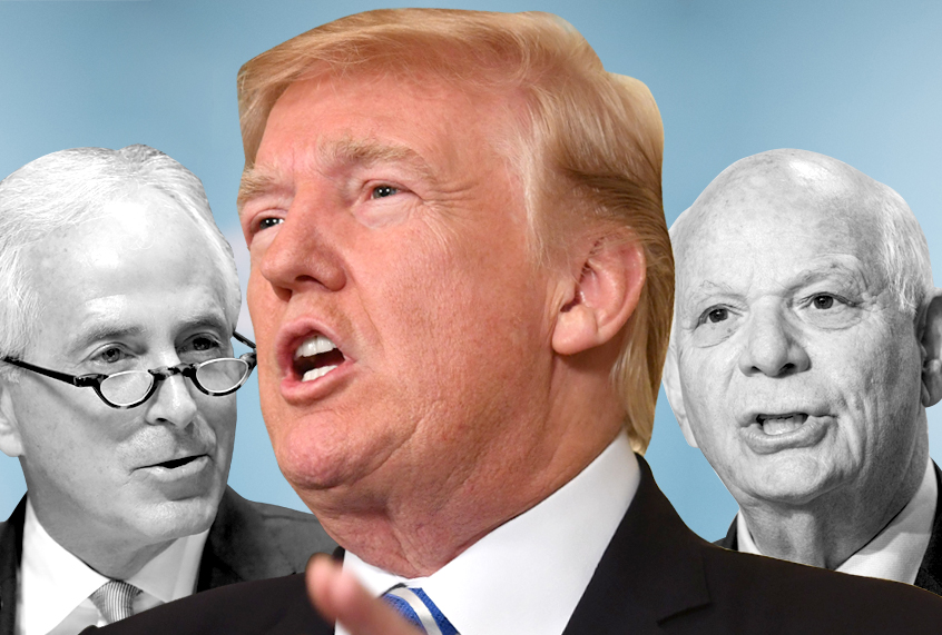 Bob Corker; Donald Trump; Ben Cardin (AP/Getty/Salon)