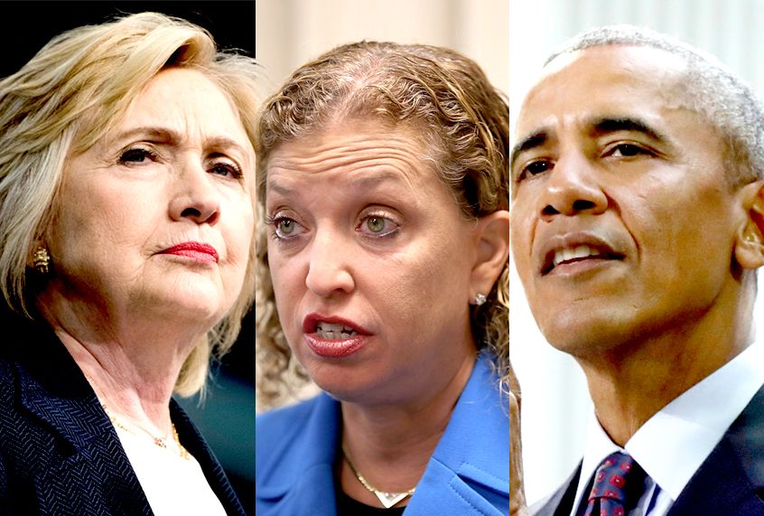 Hillary Clinton; Debbie Wasserman Schultz; Barack Obama (Getty/AP)