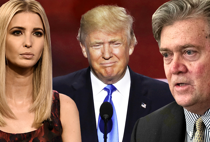 Ivanka Trump; Donald Trump; Steve Bannon (AP/Getty/Photo montage by Salon)