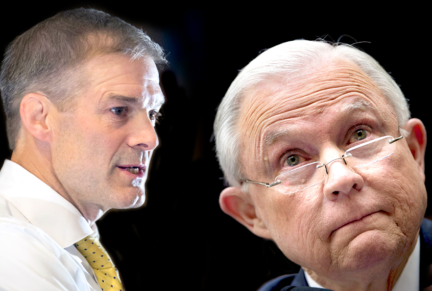 Jim Jordan; Jeff Sessions (AP/Bryan Woolston/Getty/ Brendan Smialowski/Salon)