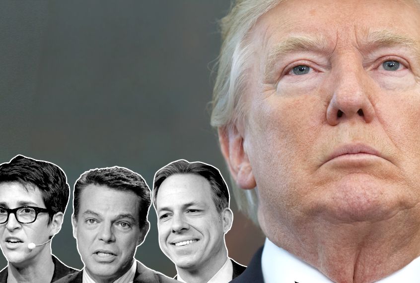 Rachel Maddow; Shepard Smith; Jake Tapper; Donald Trump (AP/Photo Montage by Salon)