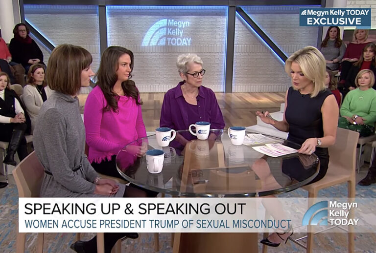 Jessica Leeds, Samantha Holvey and Rachel Crooks appear on "Megyn Kelly Today" (Today)