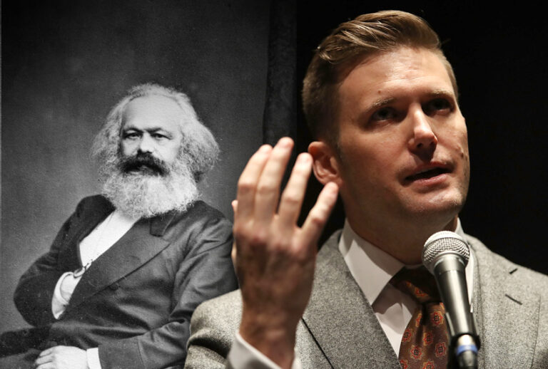 Karl Marx; Richard Spencer (Getty/Joe Raedle/Wikimedia/Photo montage by Salon)