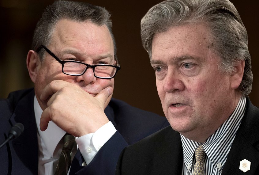 Jon Tester; Steve Bannon (Getty/Win McNamee/Photo montage by Salon)