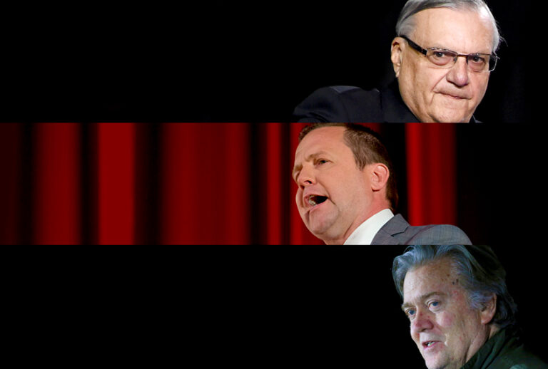 Sheriff Joe Arpaio; Corey Stewart; Steve Bannon (Getty/Robyn Beck/AP/Steve Helber/Mary Schwalm)