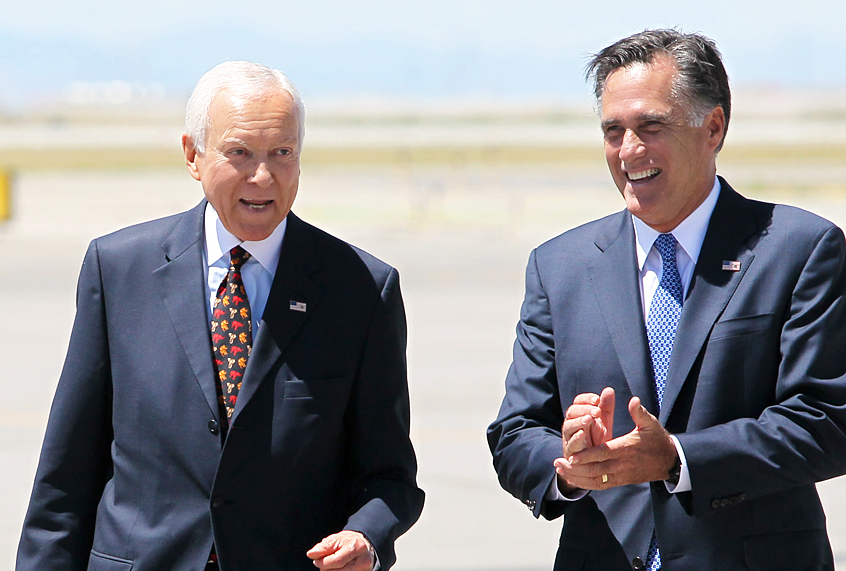 Orrin Hatch; Mitt Romney (AP/Colin E. Braley)