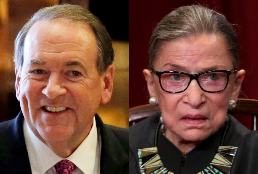 Mike Huckabee; Ruth Bader Ginsburg (AP/Richard Drew/Getty/Alex Wong)